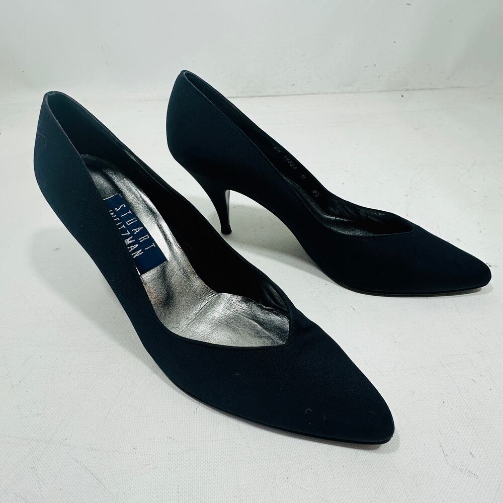 Stuart Weitzman 90s Satin Pointed Toe Stiletto Pumps Size 8.5 Retro